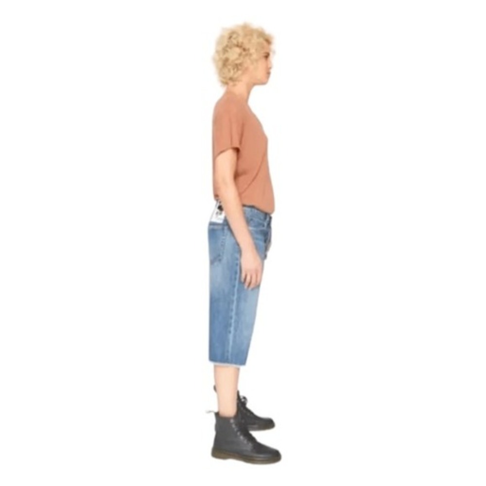 Free People X Sandrine Rose Jean Shorts Jorts Bermuda Hi-Rise Distressed 28 - Picture 4 of 9